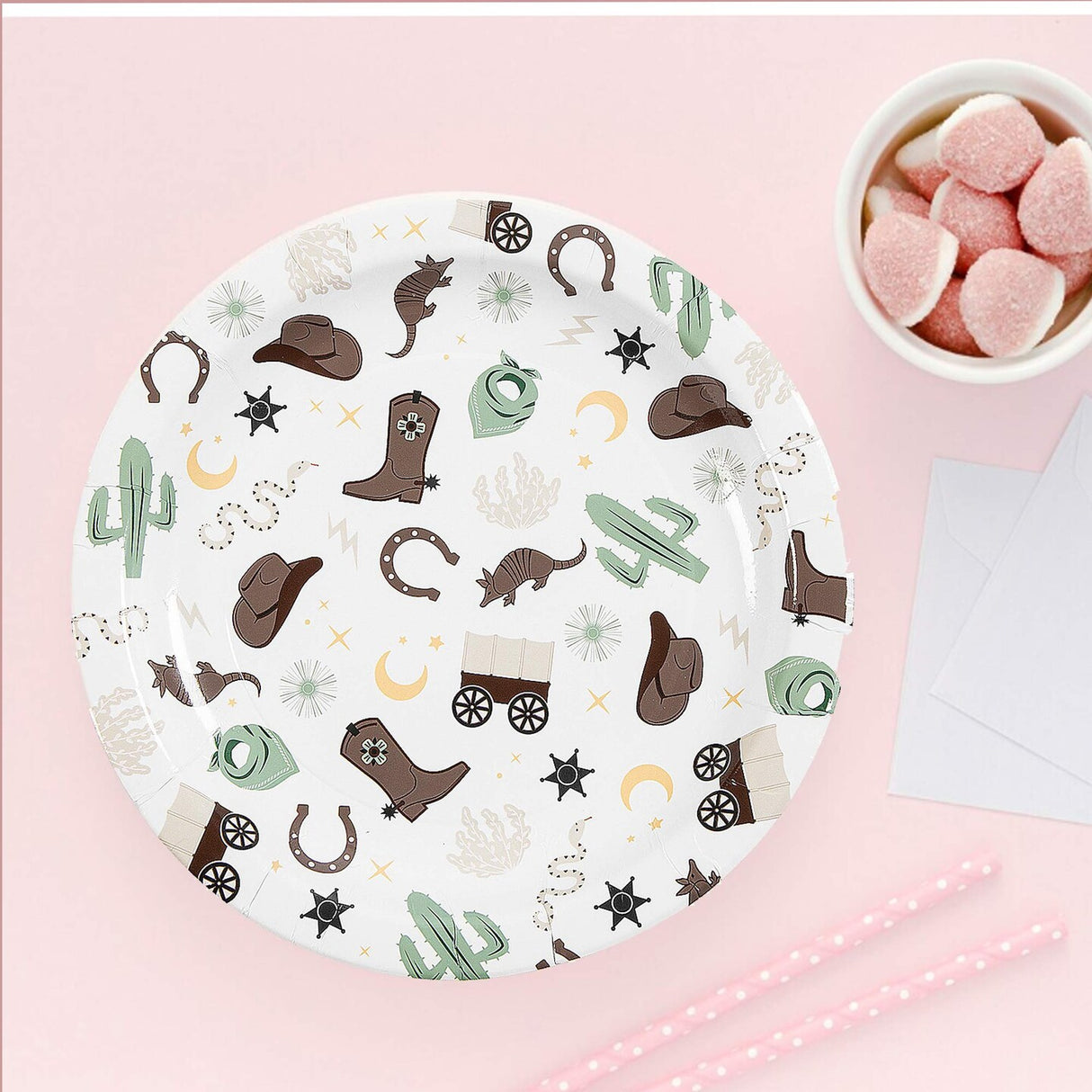 8 Count Western Themed Disposable Paper Dinner Plates 9 1/4"