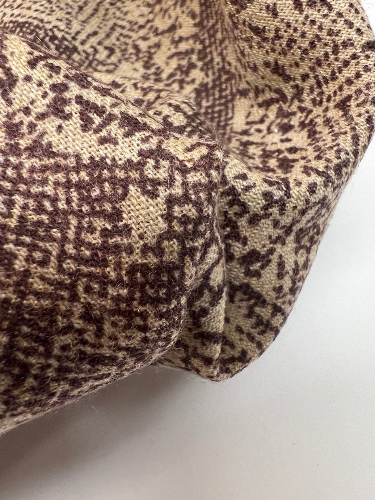 Printed Wool Fabric Brown Beige