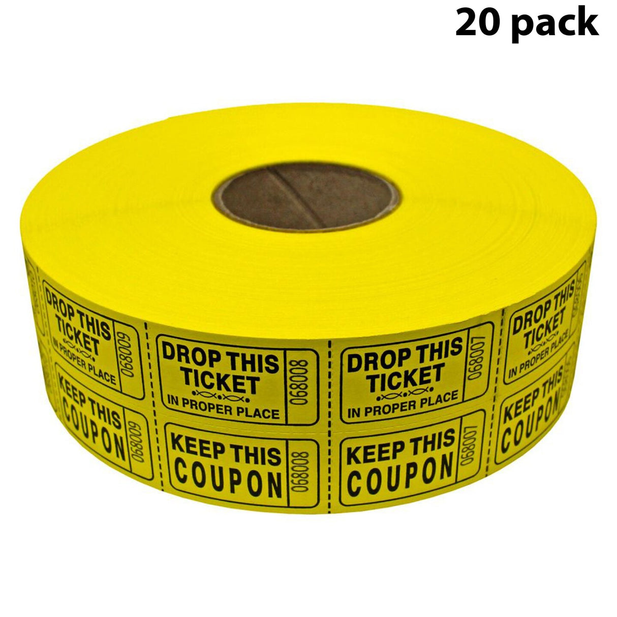 Double Roll Raffle Tickets – Coupon Tickets (2000/Roll) – Available in 8 Colors: Red, Blue, Green, Yellow, Orange, Purple, Pink & White