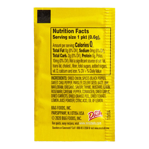 Dash Salt-Free Original Seasoning Packet 0.6 Gram - 500/Case