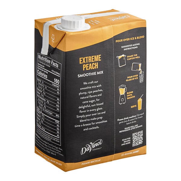 DaVinci Gourmet Extreme Peach Real Fruit Smoothie Mix 48 fl. oz. - 6/Case