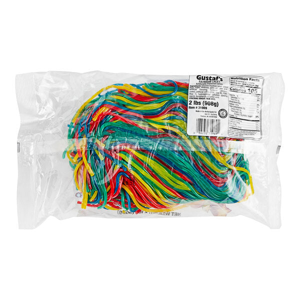 Gustaf's Rainbow Licorice Laces 2 lb. - 10/Case
