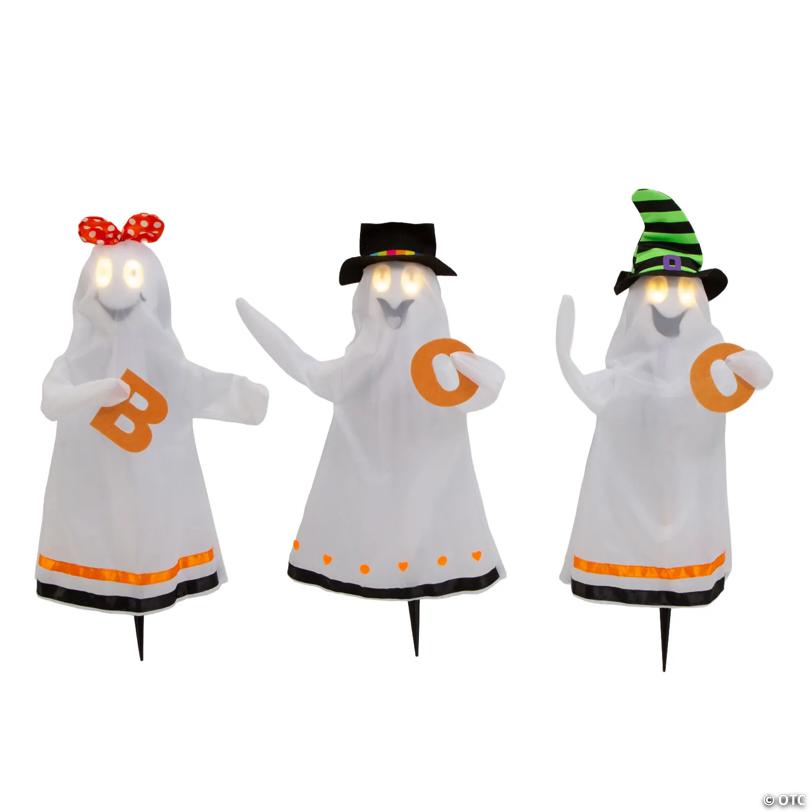 27 1/2" Light-Up Ghosts Halloween Decoration - Set of 3