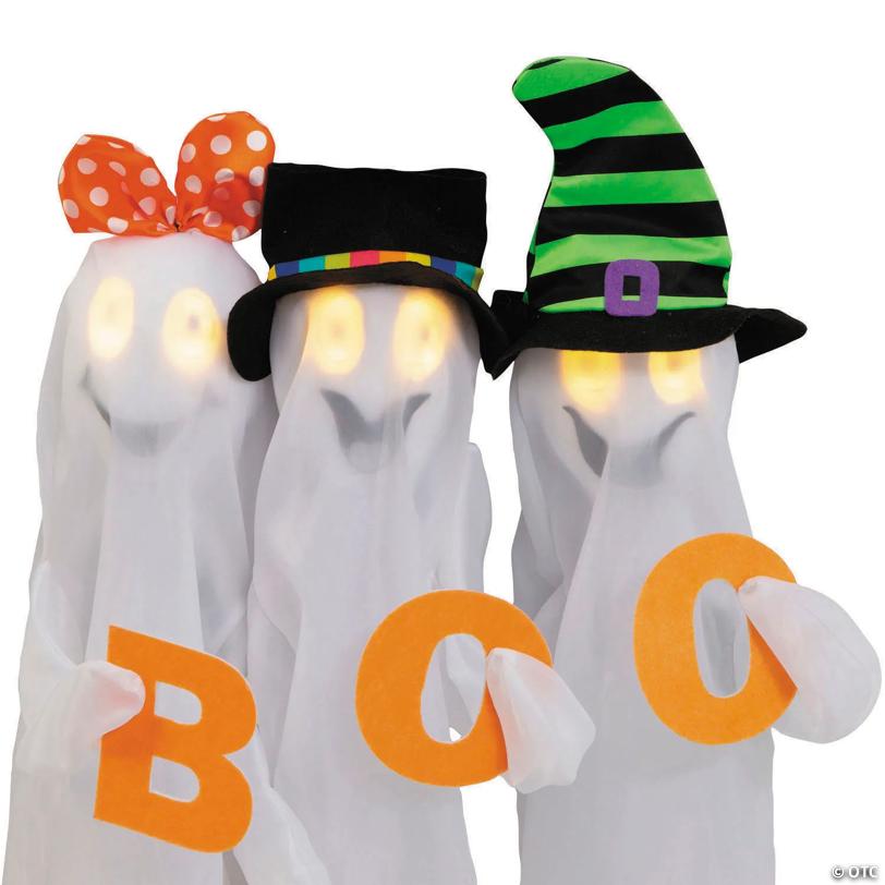 27 1/2" Light-Up Ghosts Halloween Decoration - Set of 3
