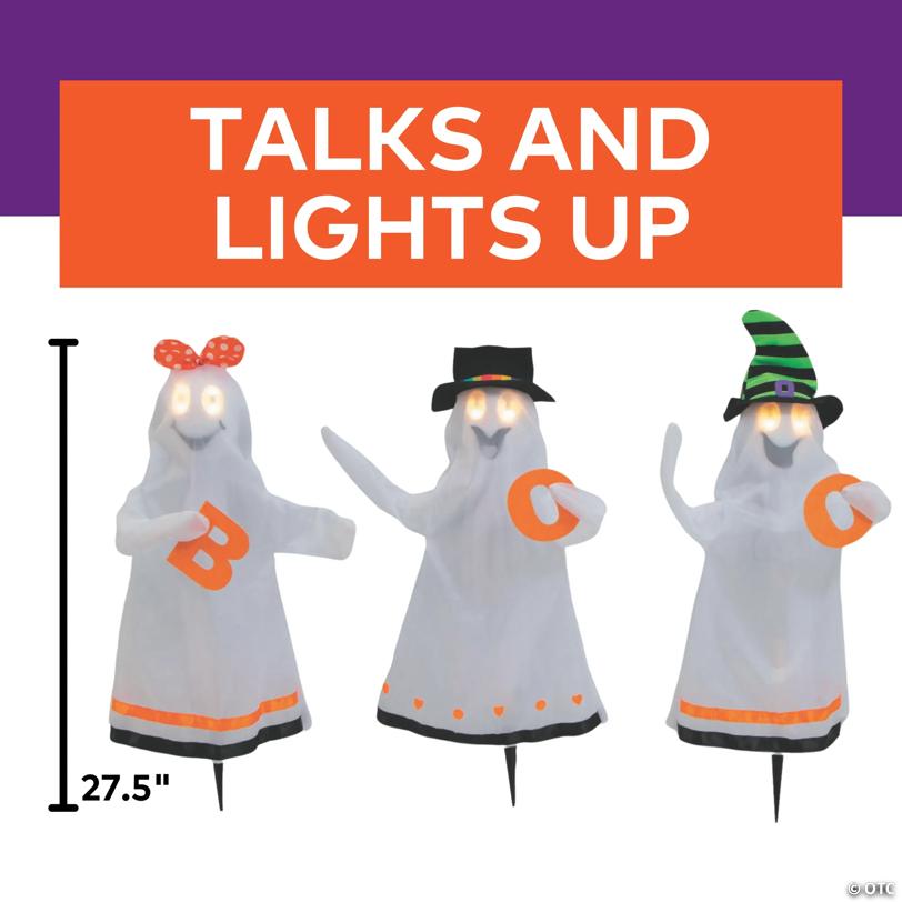 27 1/2" Light-Up Ghosts Halloween Decoration - Set of 3