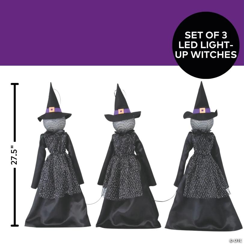 27 1/2" Light-Up LED Witch Pathway Yard Stakes Halloween Decoration