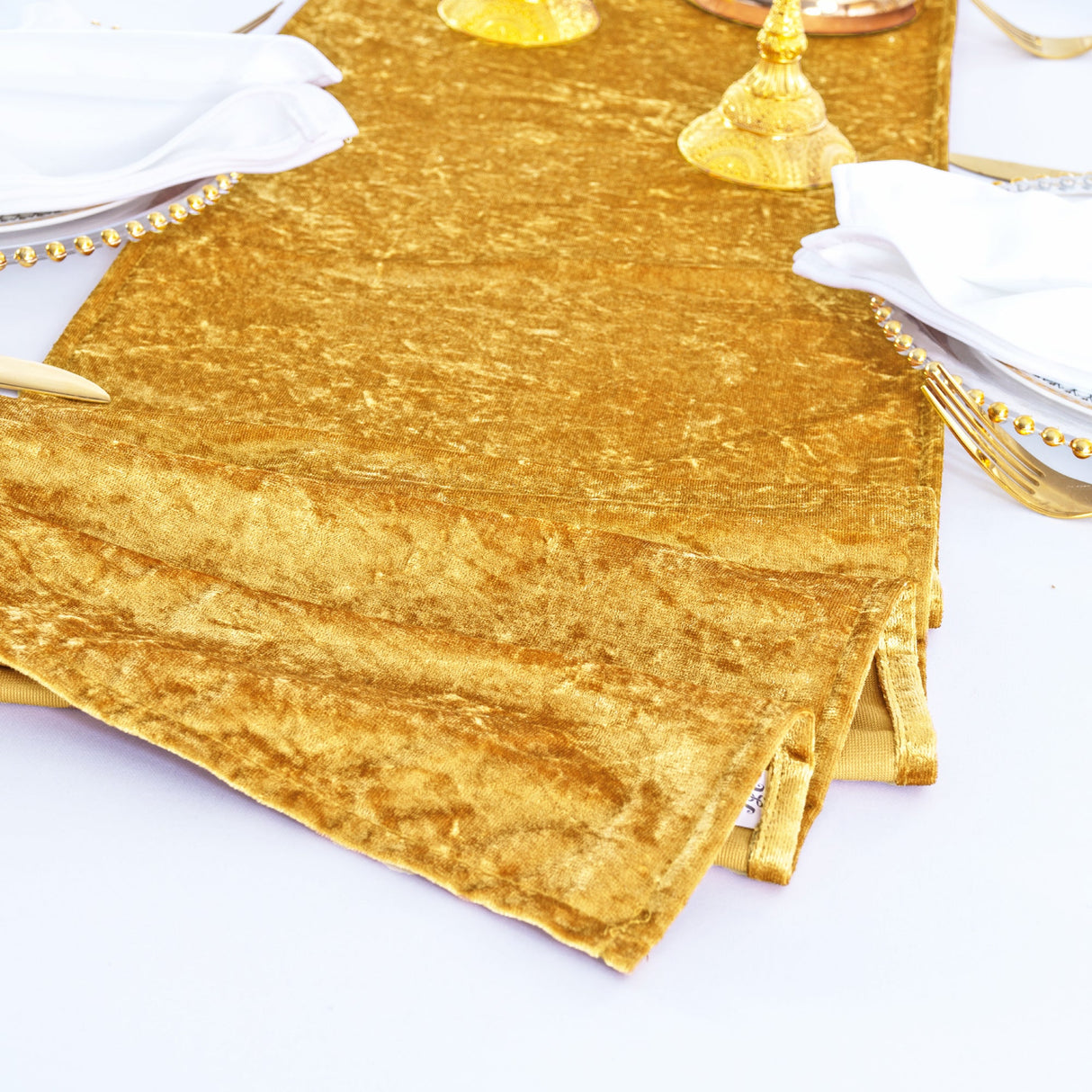 Crushed Velvet Table Runner 13x108 Gold