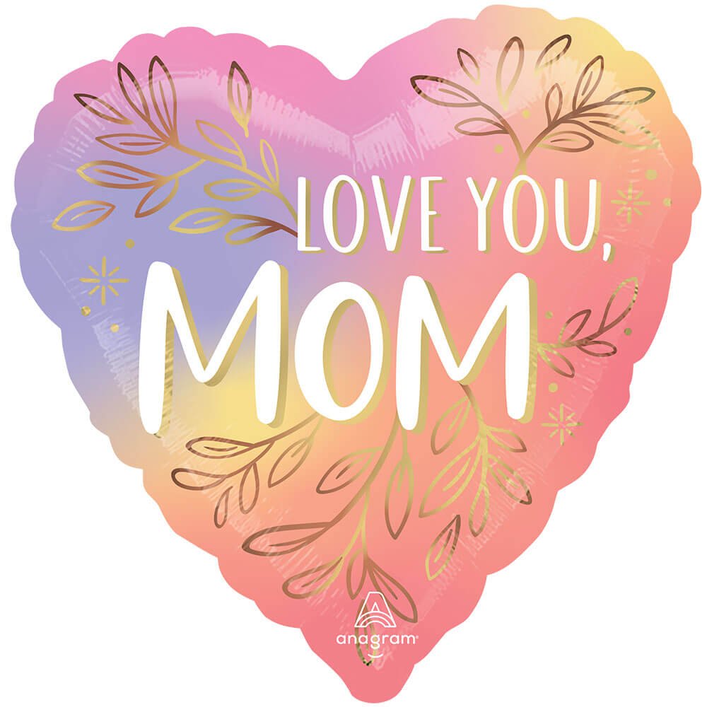 Foil Balloon Love You Mom Botanical Traces