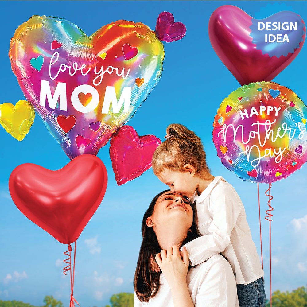 Foil Balloon 28 Inch Love You Mom Heart