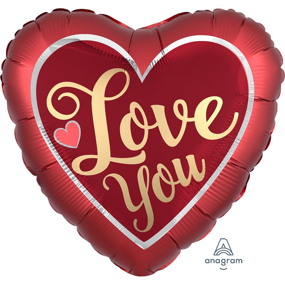 Heart Foil Balloon 28 Inch Sangria & Gold