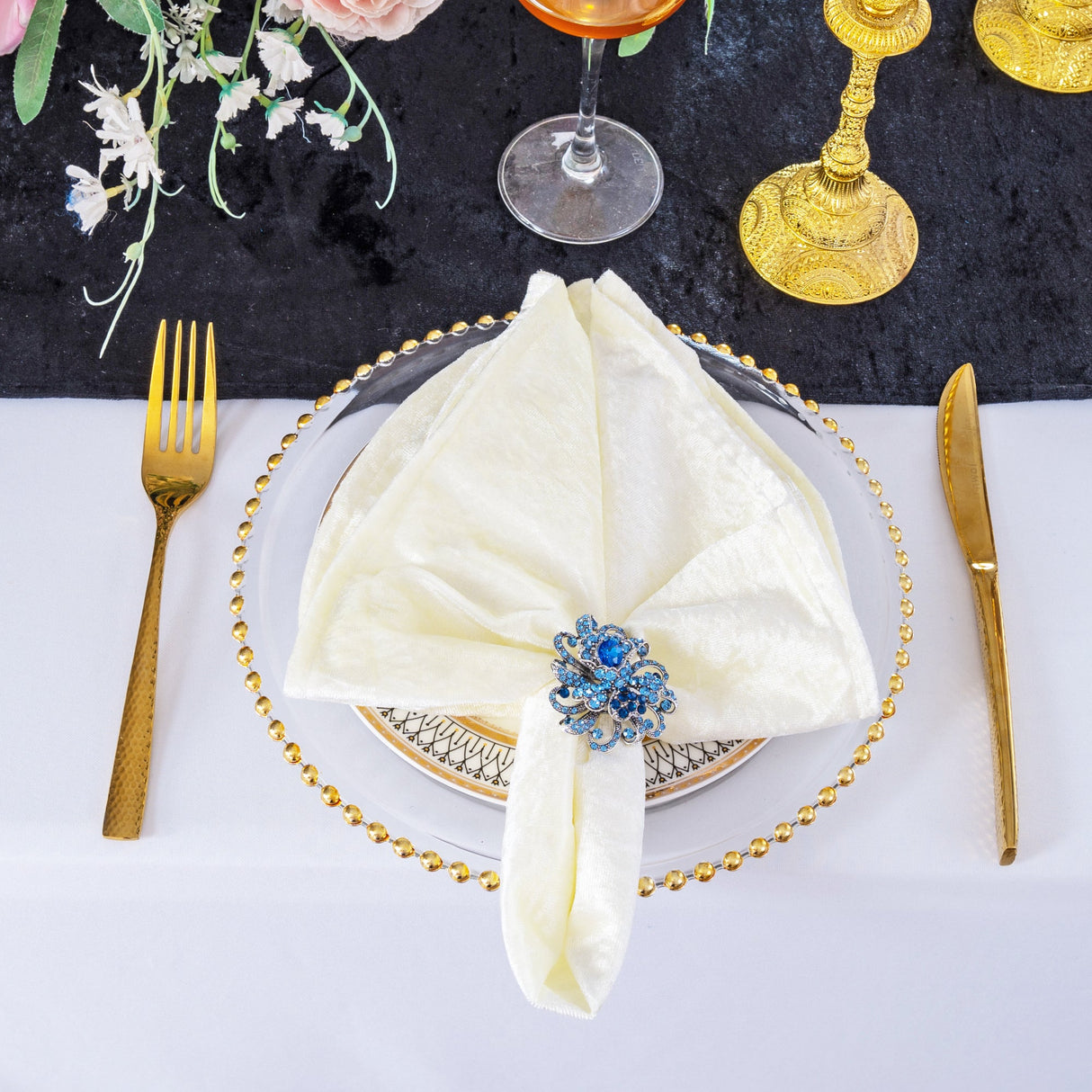 Crushed Velvet Dinner Napkin Sample 20x20 Ivory