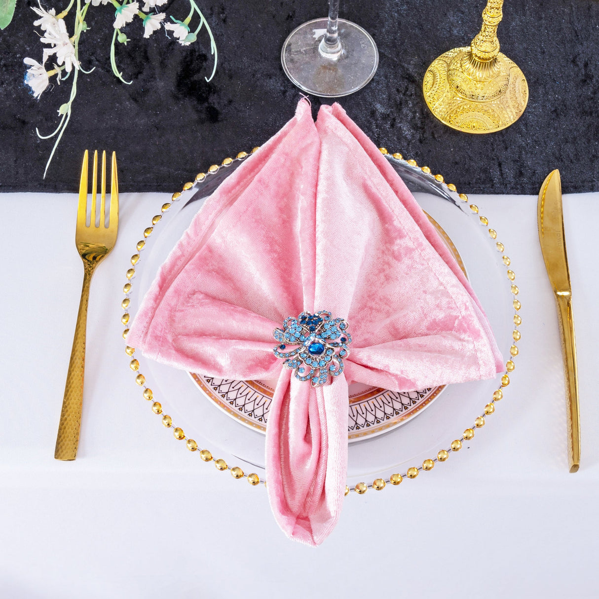 Velvet Dinner Napkins 20x20 Pink