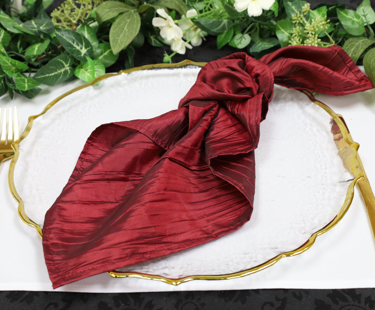 Taffeta Dinner Napkins 20x20 Burgundy