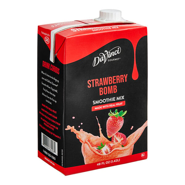 DaVinci Gourmet Strawberry Bomb Real Fruit Smoothie Mix 48 fl. oz. - 6/Case