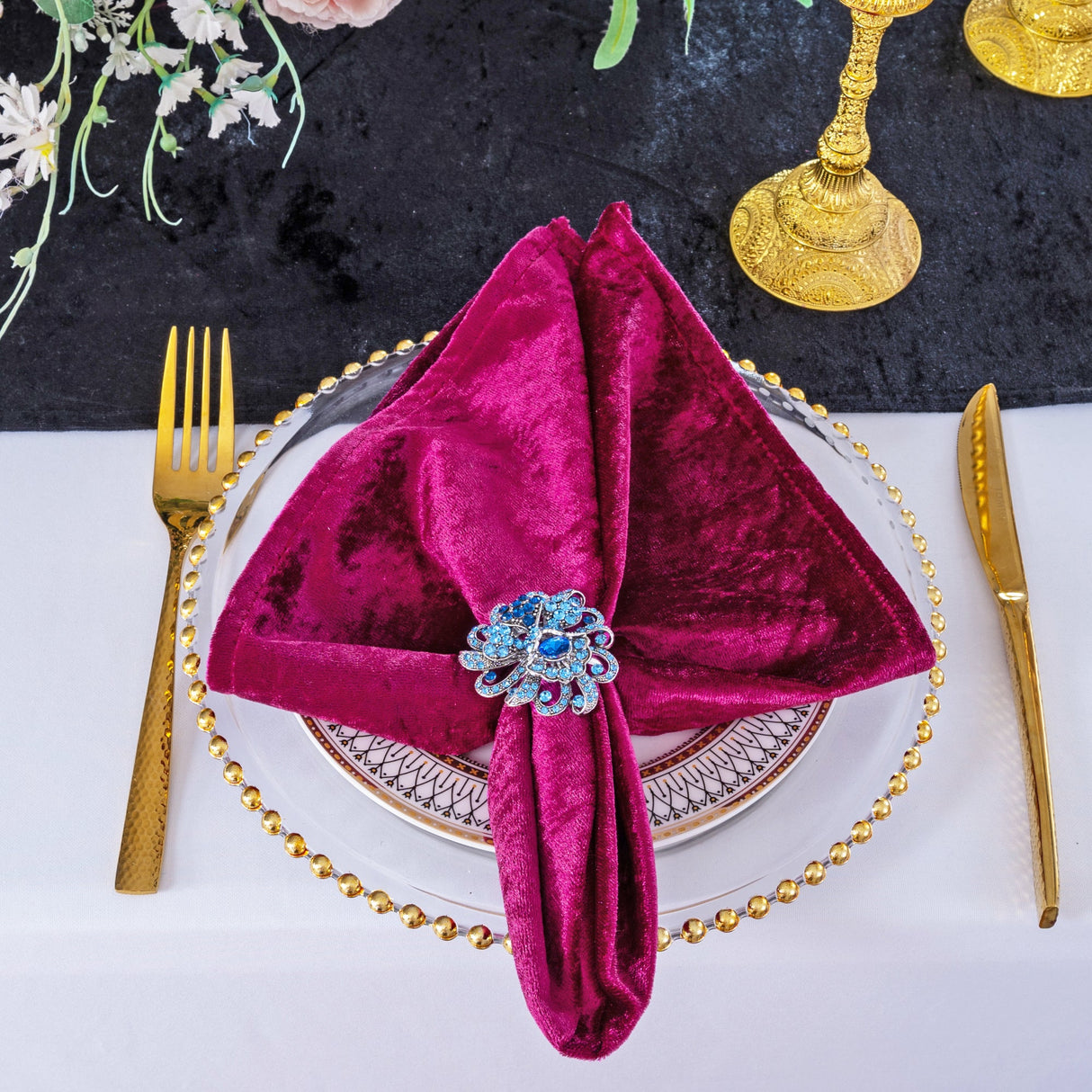 Velvet Cloth Dinner Napkins 20x20 Magenta/Azalea