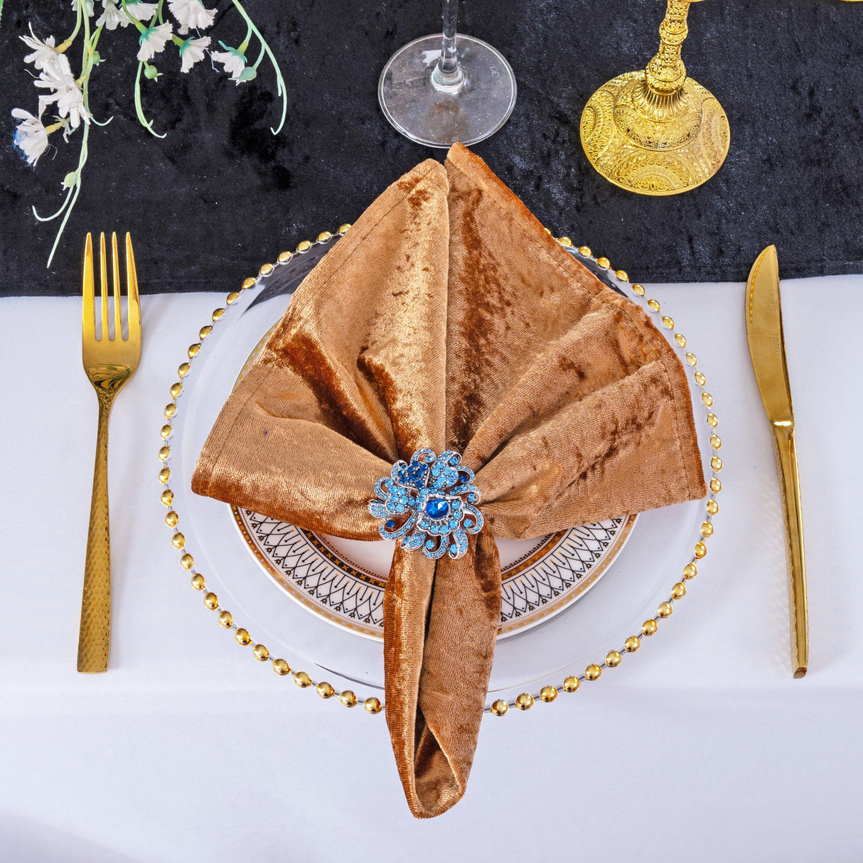Crushed Velvet Cloth Dinner Napkins 20x20 Copper