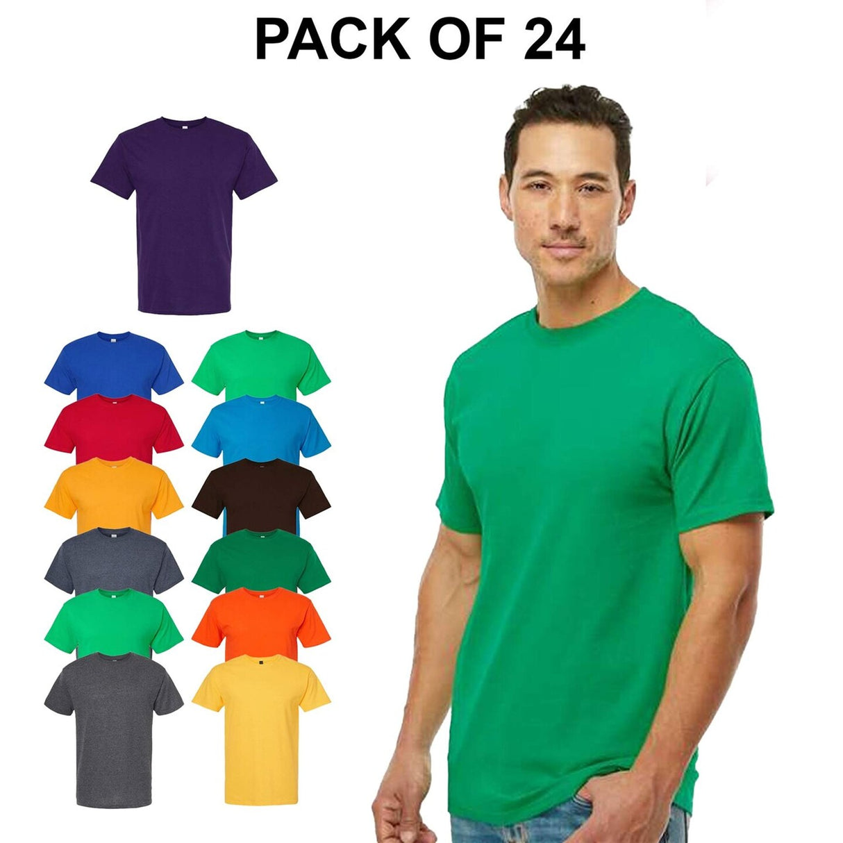 Pack 24: Cotton Crewneck Short Sleeve T-Shirt