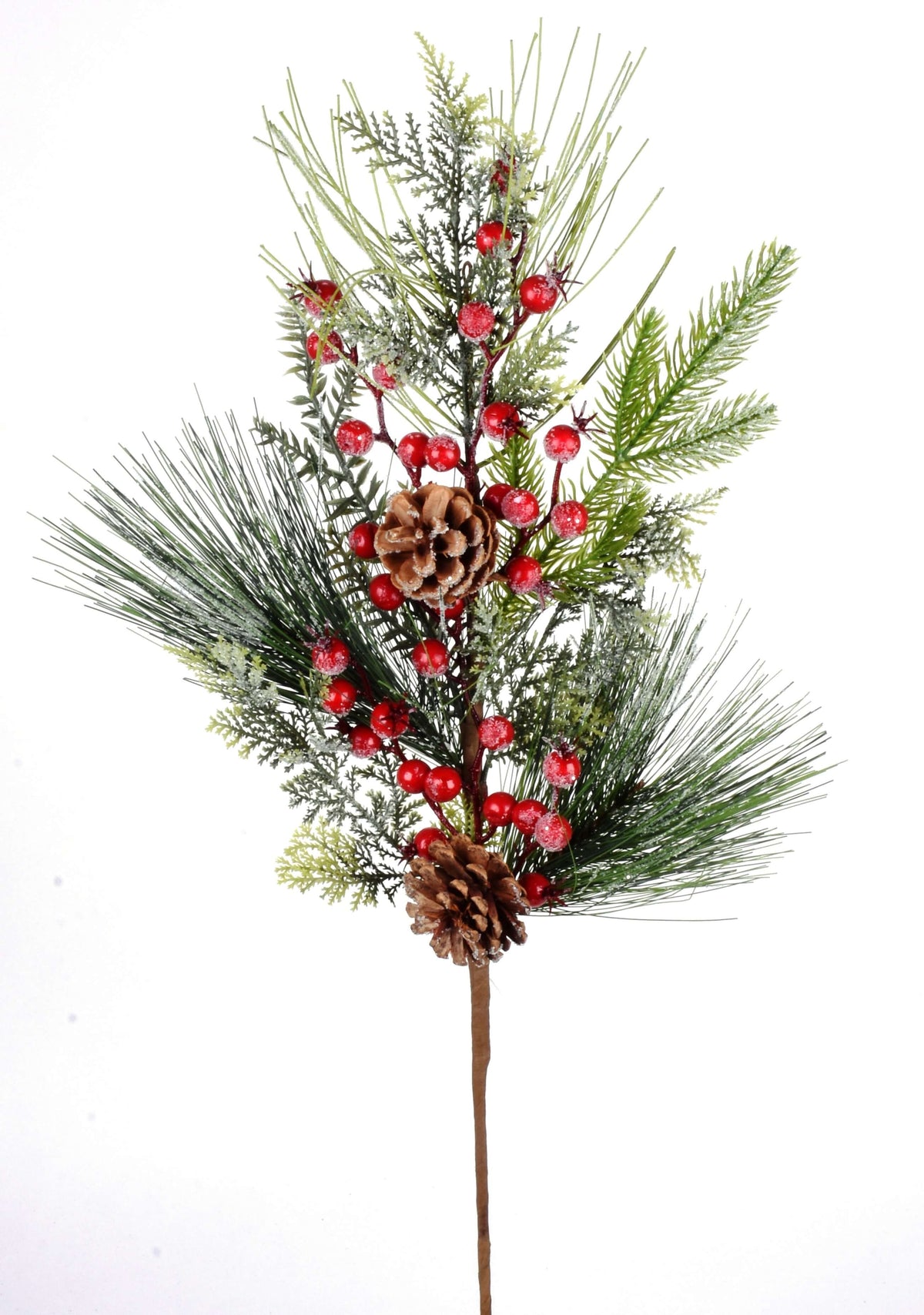 25” Ice Mixed Pine Berry Pinecone Spray
