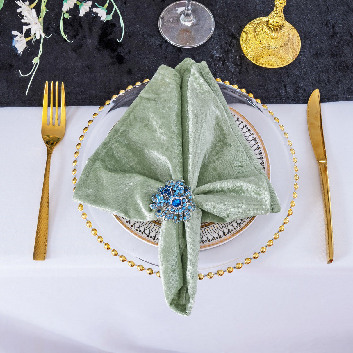 Crushed Velvet Dinner Napkin Sample 20x20 Dusty Sage