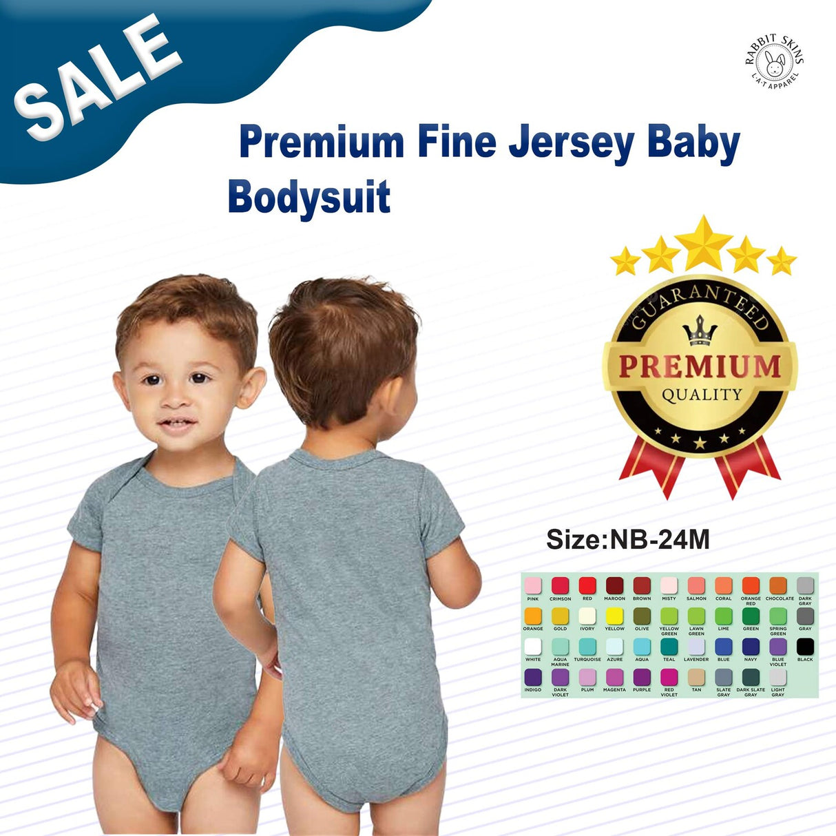 Rabbit Skins® Premium Fine Jersey Baby Bodysuit - 4424
