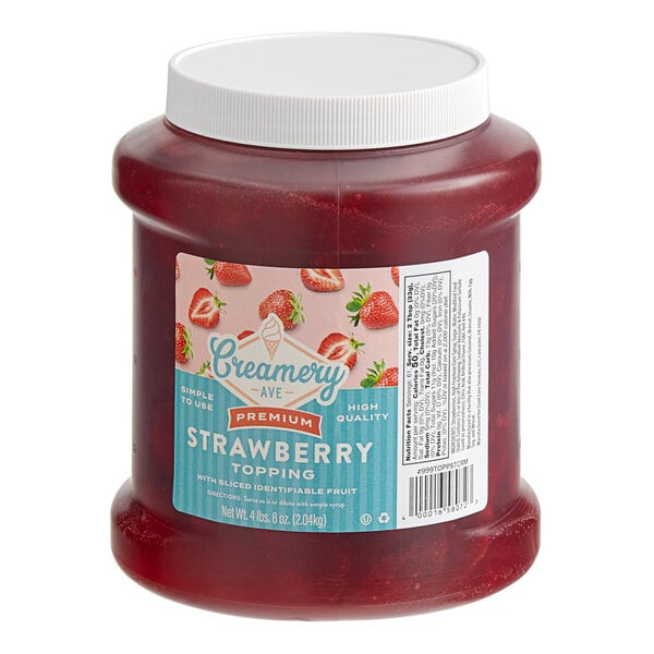 Creamery Ave. Premium Strawberry Dessert / Sundae Topping 1/2 Gallon - 6/Case