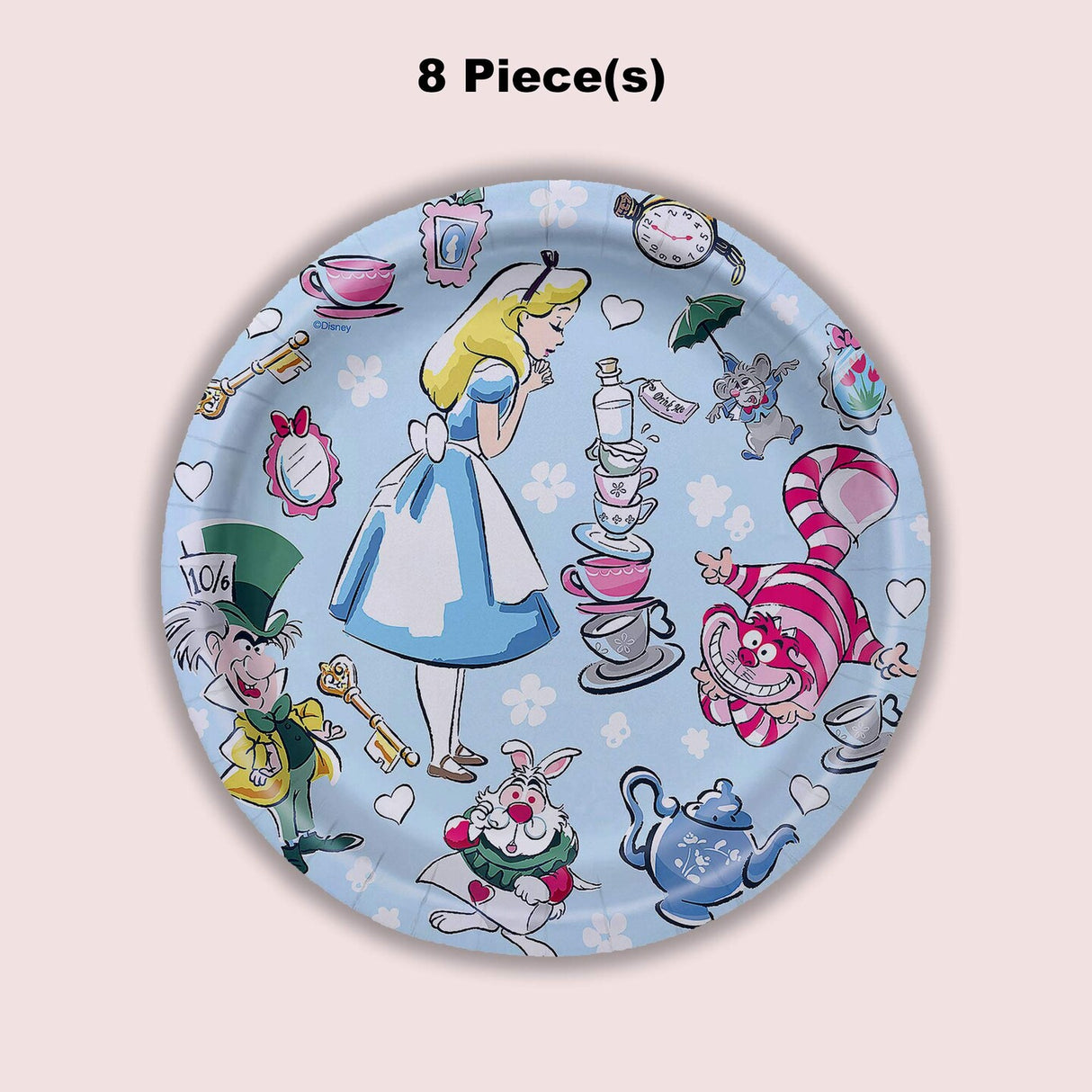 8 Count Disney Alice in Wonderland Paper Dessert Plates Birthday Party Supplies