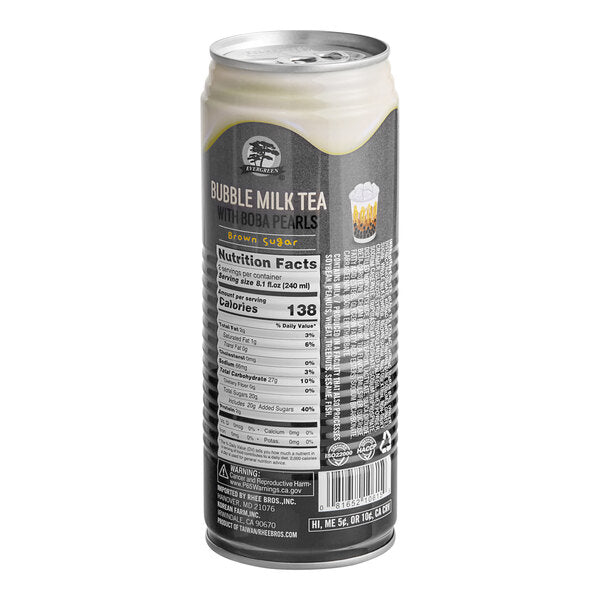 Evergreen Ready-to-Drink Brown Sugar Bubble Tea 16.2 fl. oz. - 24/Case