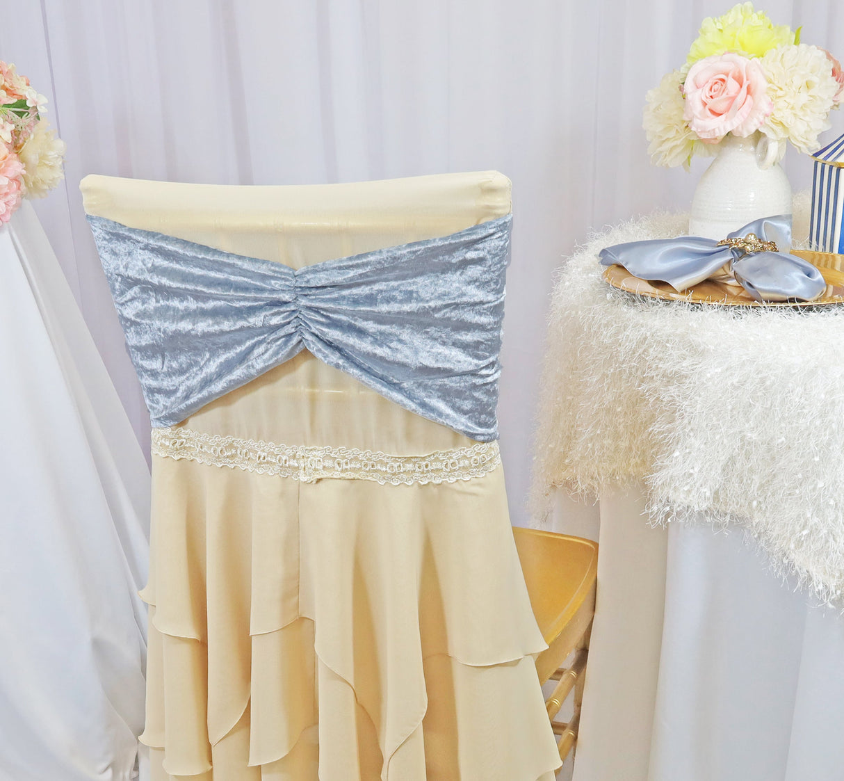 Ruffled Crushed Velvet Chair Band Sample