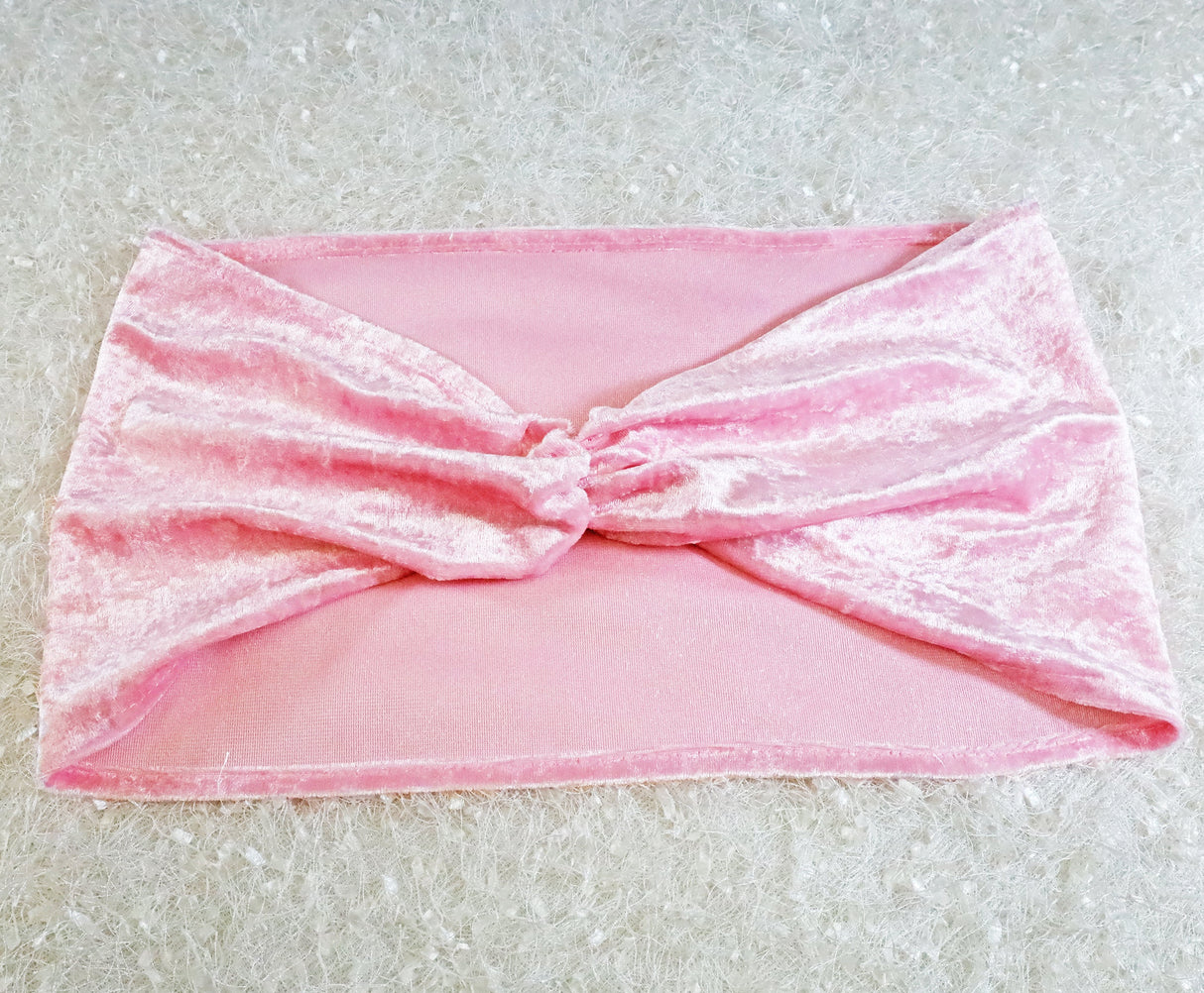 Ruffled Ice Crushed Velvet Chair Band Sample Pink