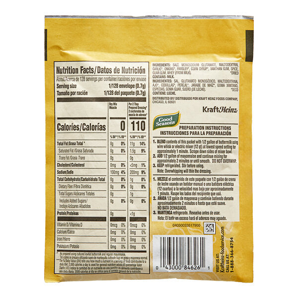 Good Seasons Ranch Dressing Mix 3.35 oz. - 20/Case
