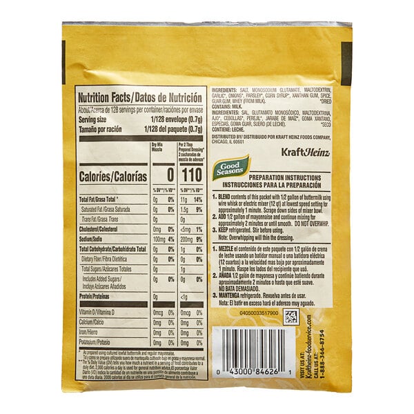 Good Seasons Ranch Dressing Mix 3.35 oz. - 20/Case