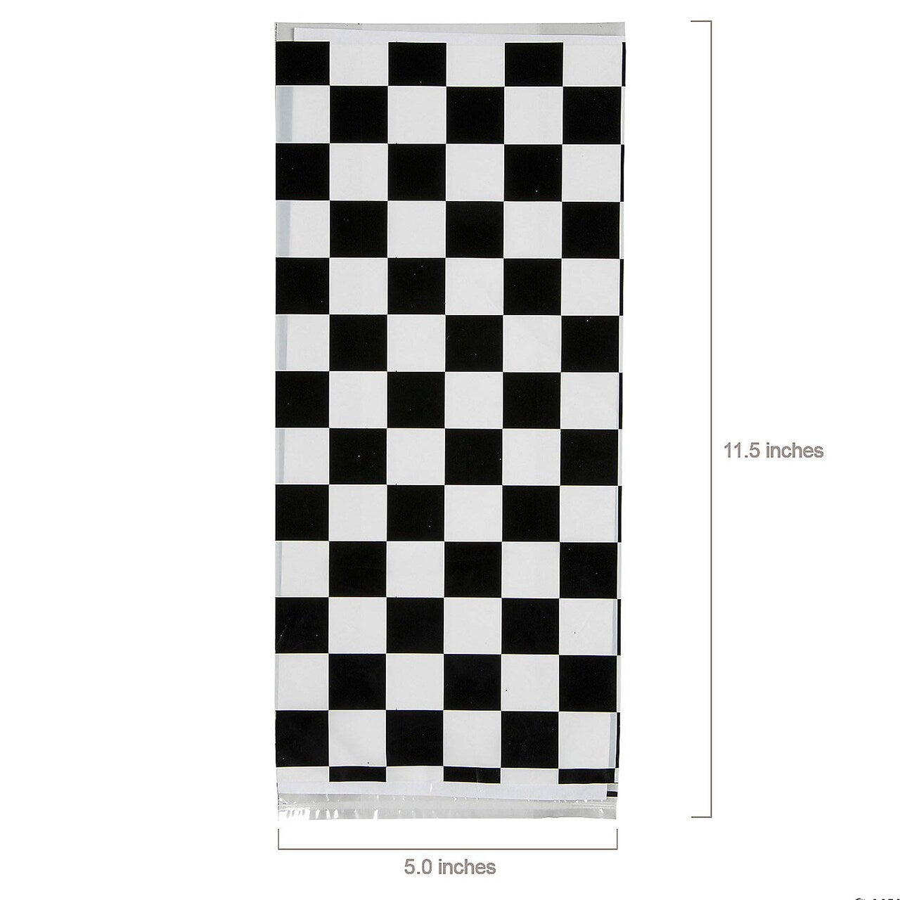 5" x 11 1/2" Black and White Checkered Cellophane Bags - 12 Pc.
