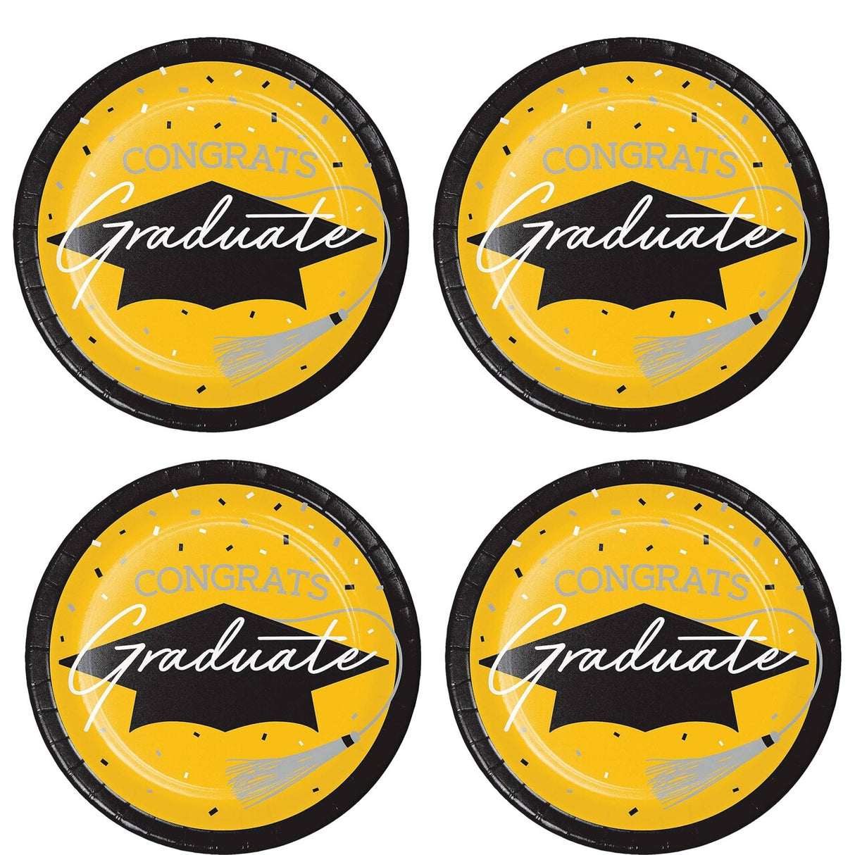 Creative Converting School Spirit Yellow Graduation Dinner Plates – 54ct