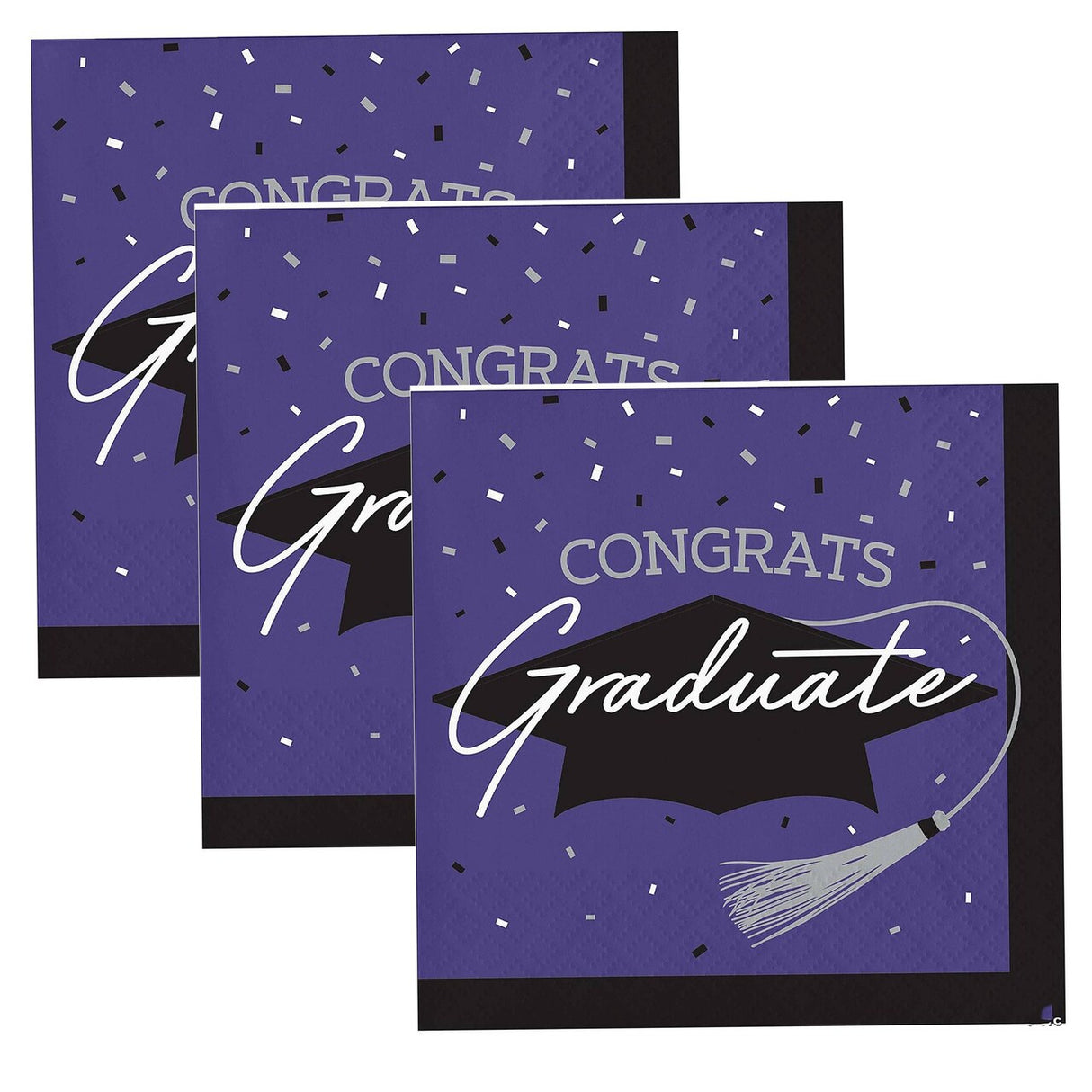 Creative Converting School Spirit Purple Graduation Paper Beverage Napkins, 108 ct.