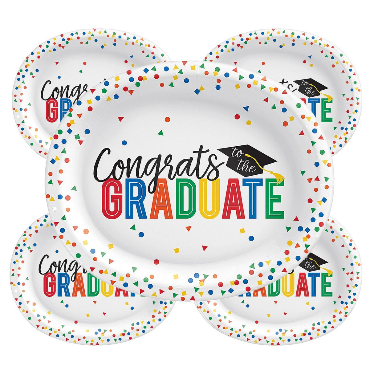 12" Congrats Grad Oval Paper Dinner Plates – 20ct