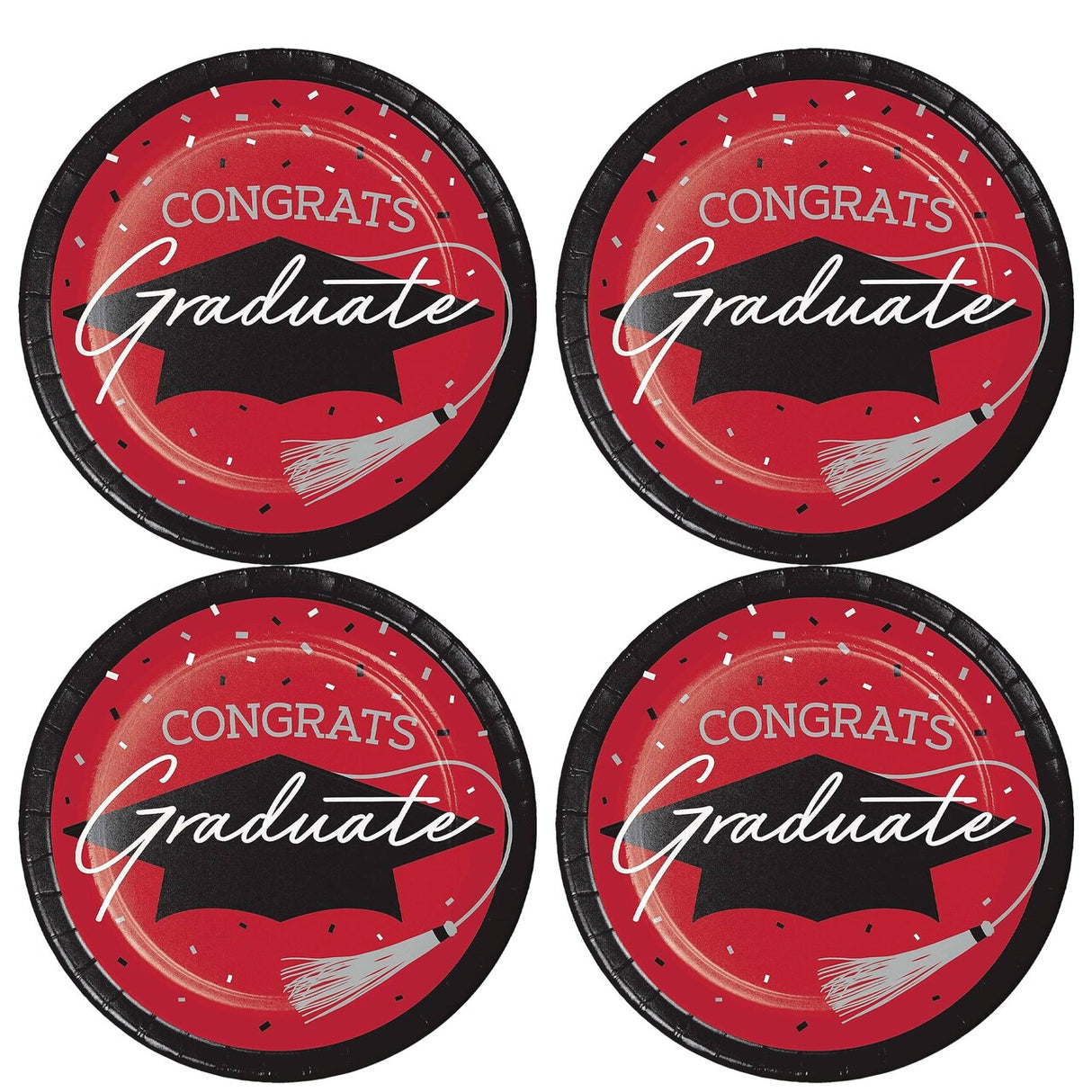 Creative Converting School Spirit Red Graduation Dessert Paper Plates, 54 ct.