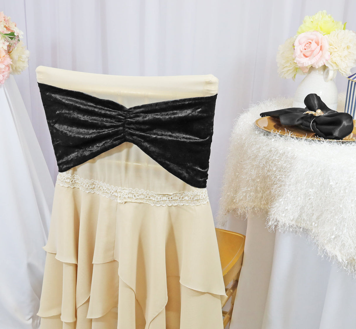 Ruffled Ice Crushed Velvet Chair Band Sample