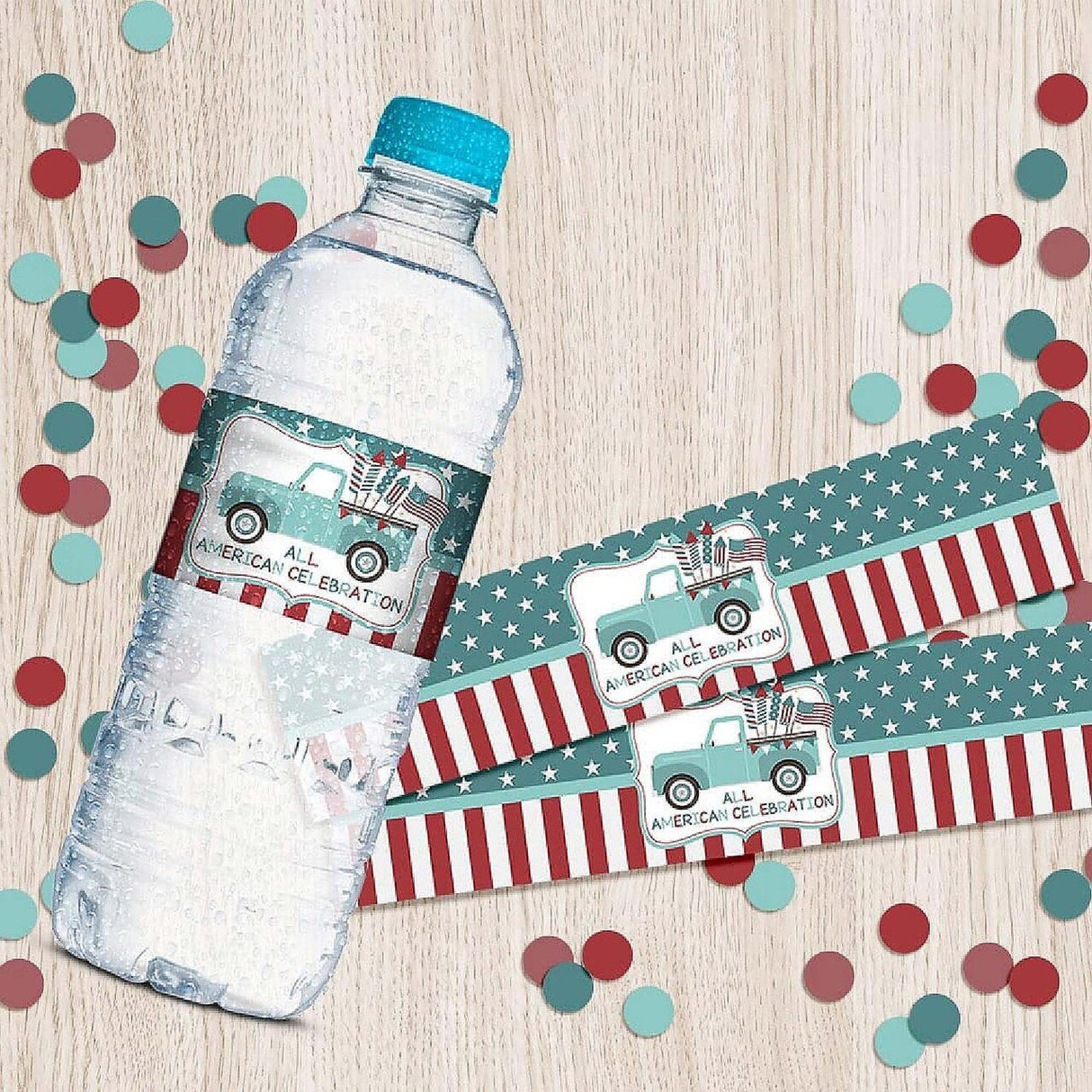 AmandaCreation All American Celebration Water Bottle Wrappers 20 Pieces