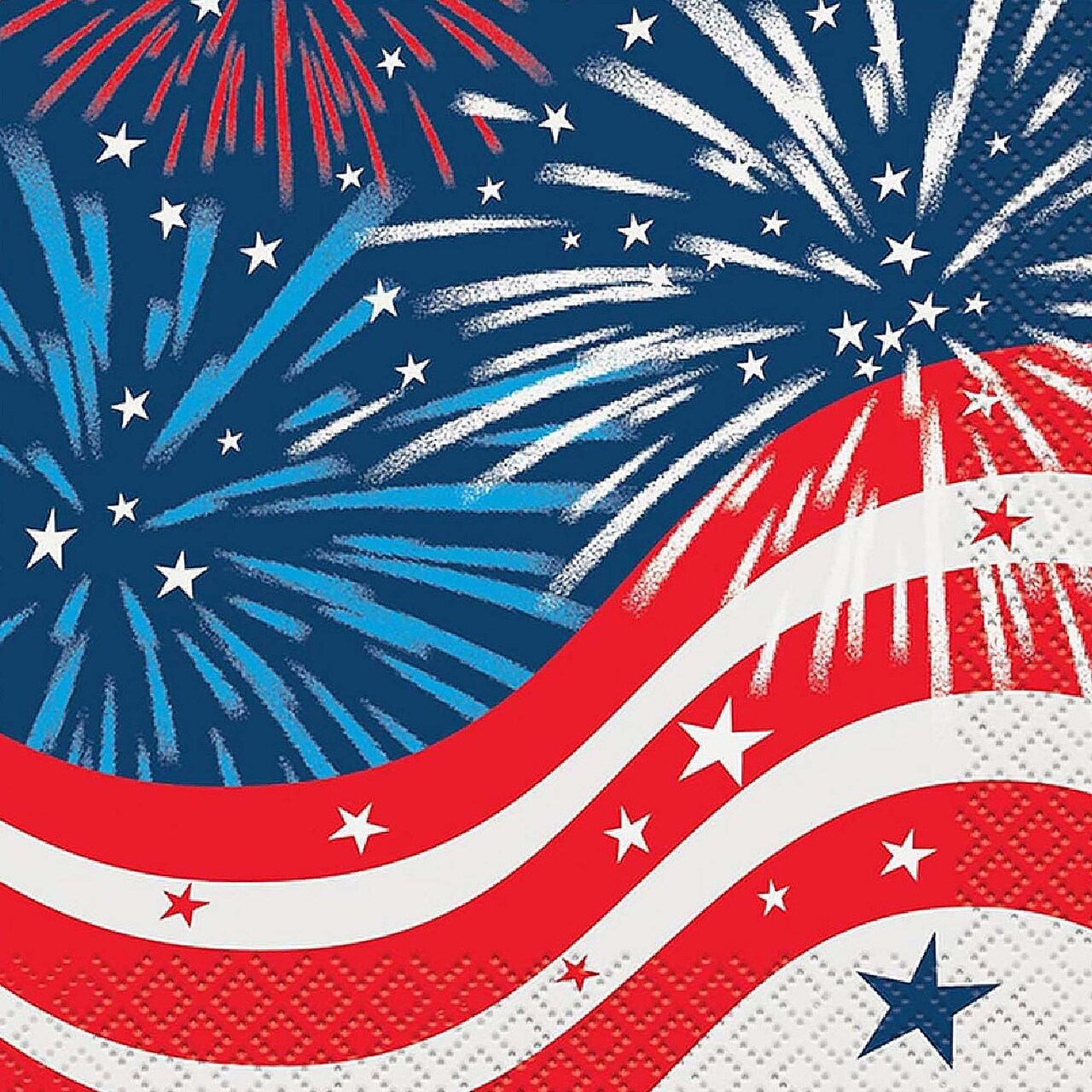 Patriotic Fireworks 4th of July Beverage Napkins 16ct