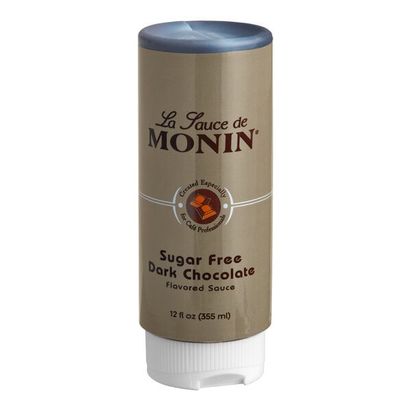 Monin Sugar-Free Dark Chocolate Flavoring Sauce 12 fl. oz. - 6/Case