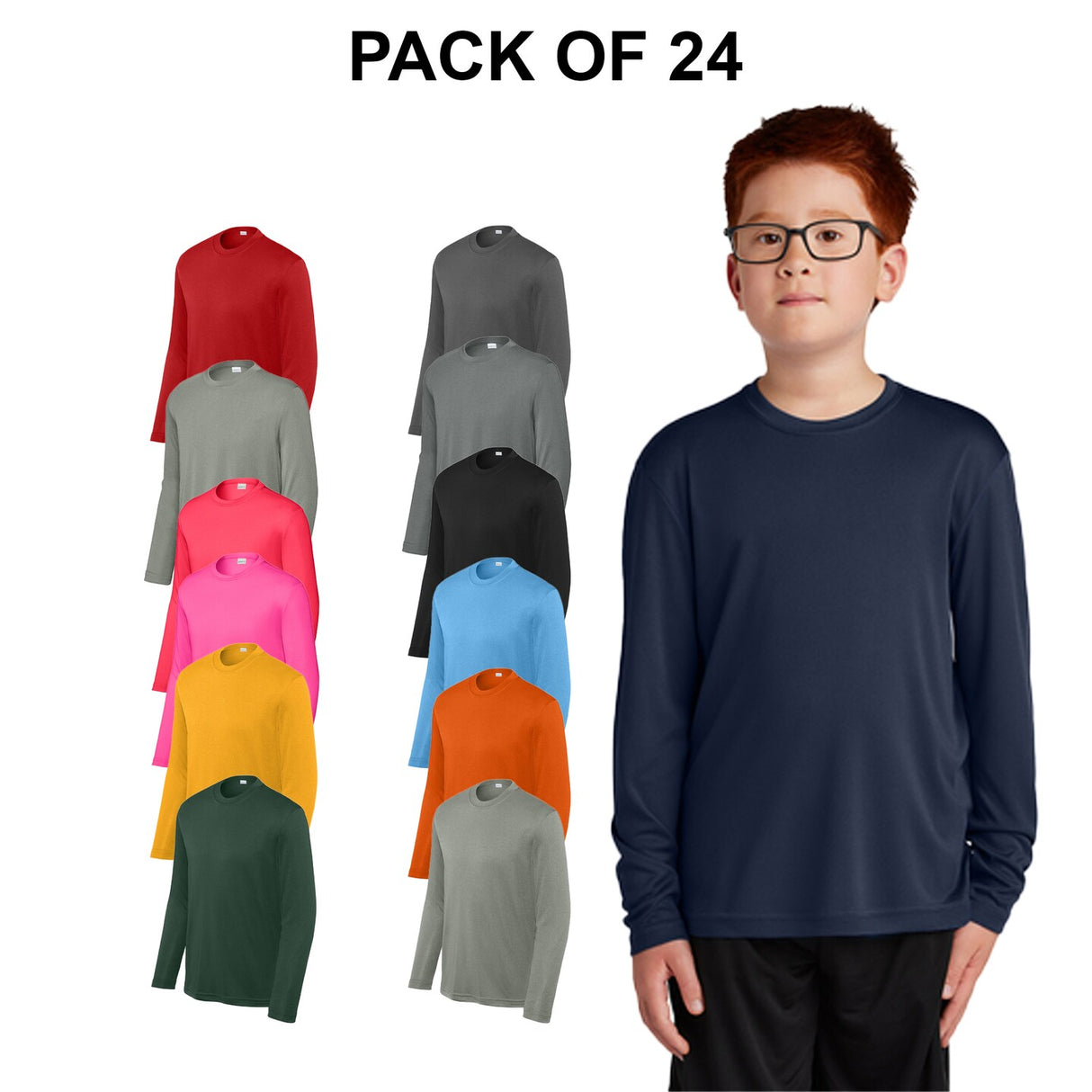 24 Pack: Sport-Tek®Youth Long Sleeve PosiCharge Competitor Tee