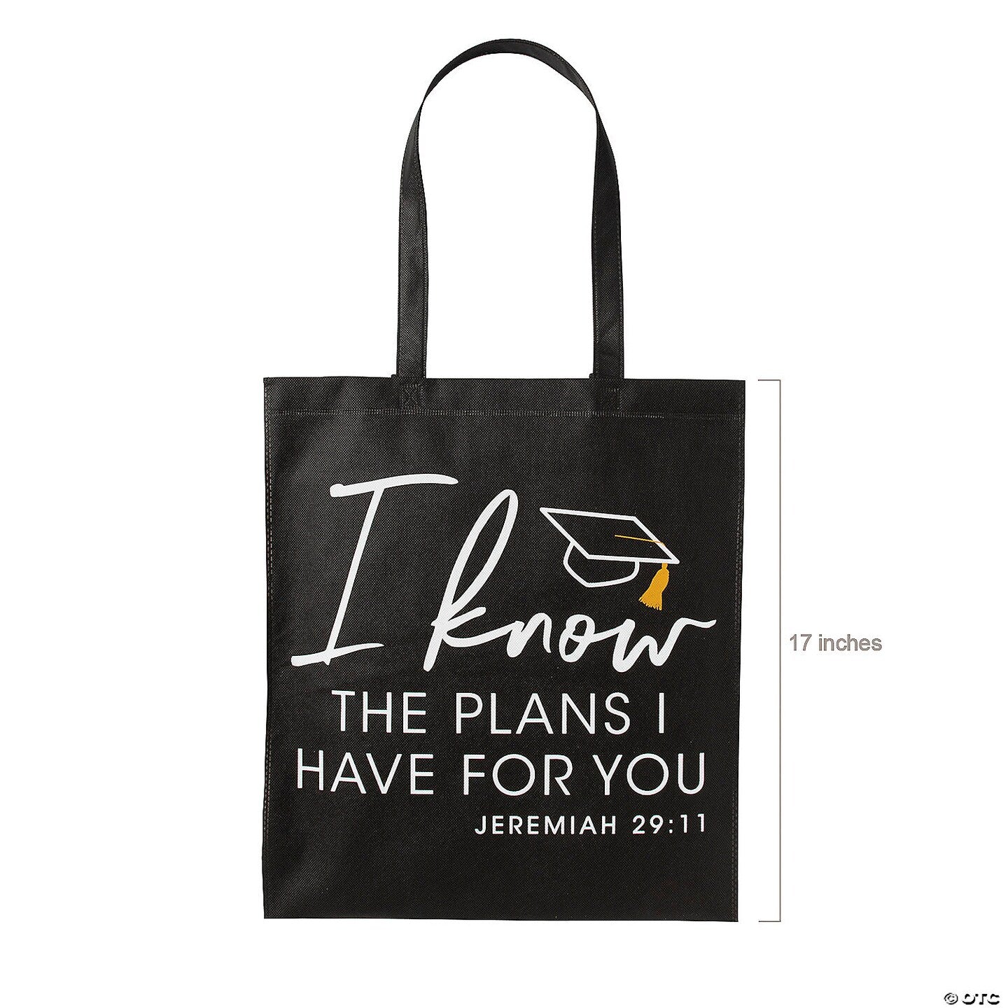 15" x 17" Large Religious Graduation Black Nonwoven Tote Bags - 12 Pc.