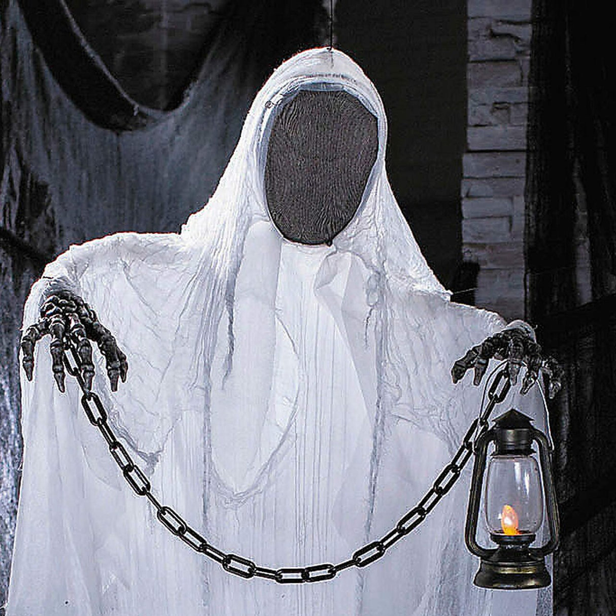 5 Ft Hanging Faceless Ghost Lantern Chain Halloween Decoration