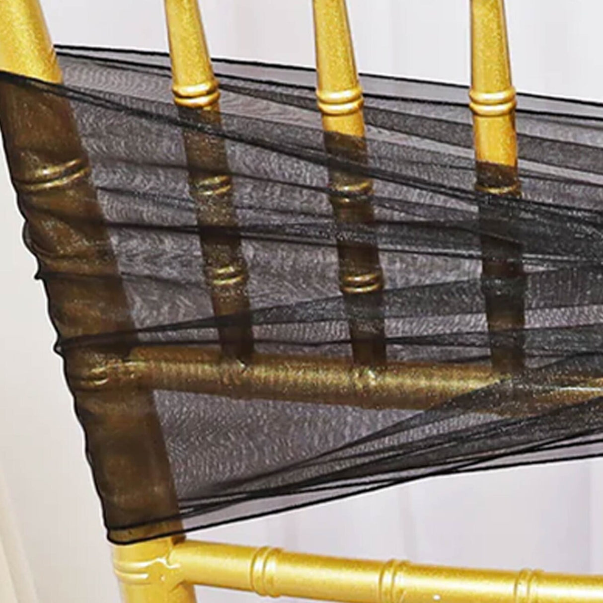 10 Pieces Black Organza Chair Sashes 8"x108" Elegant Sheer Chair Decor for Weddings & Events