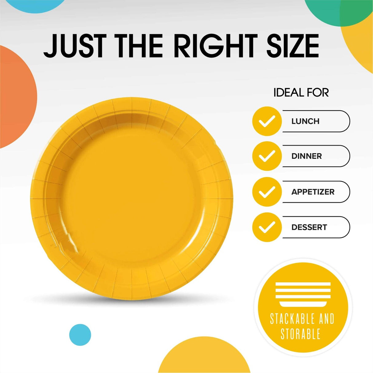 50 Count Yellow Paper Plates Disposable Round Party Supplies Durable 7 Inch
