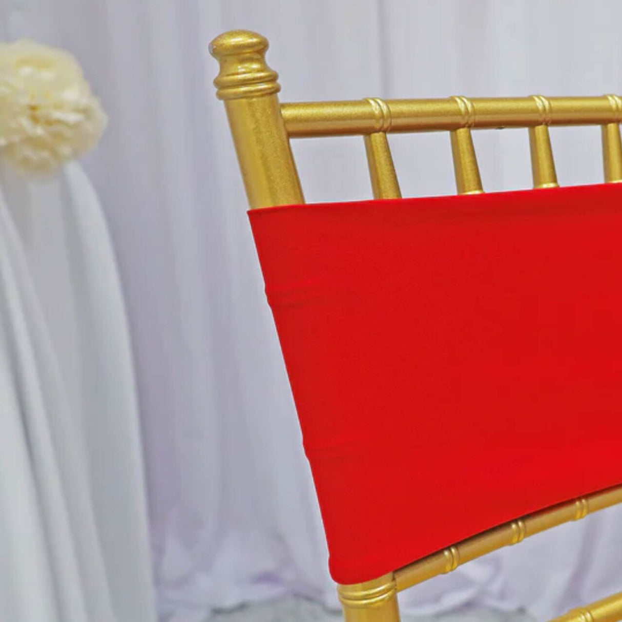 10 Pieces Stretchy Bold Red Spandex Chair Bands for Banquet Chairs 7 x 13 Inches