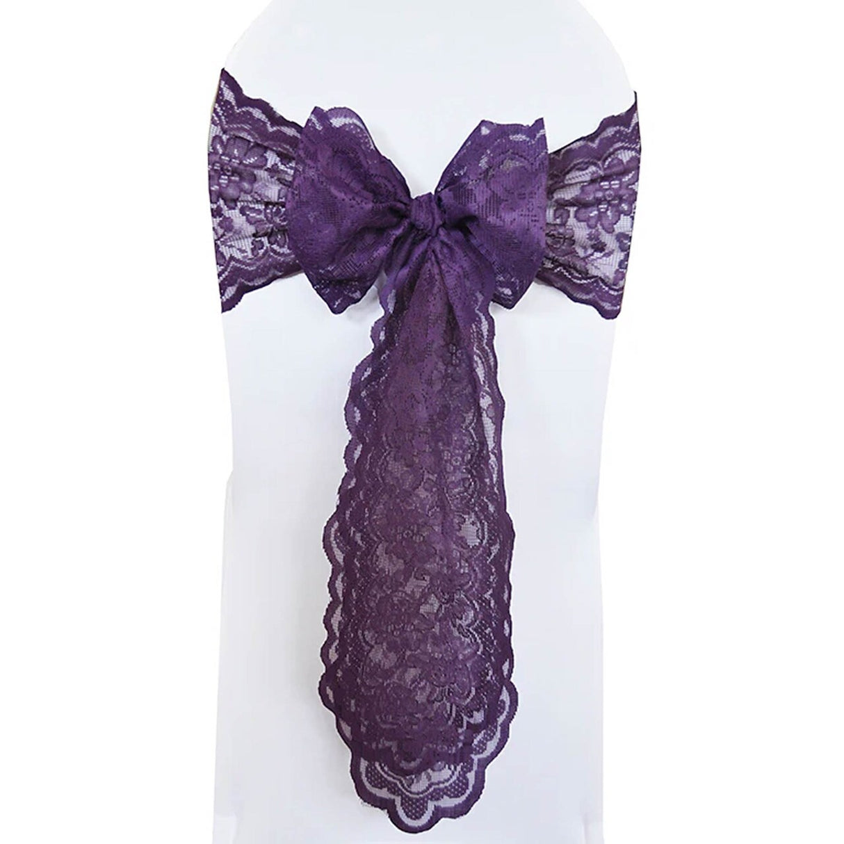 10 Pieces Elegant Eggplant Caspari Lace Chair Sashes for Weddings 9" x 108"