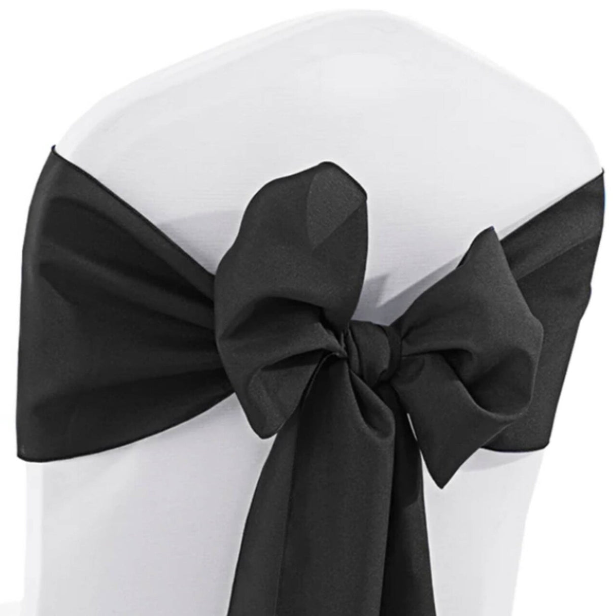 10 Pieces Black Sleek Polyester Chair Sashes 8"x108" Wrinkle Resistant Event Decor