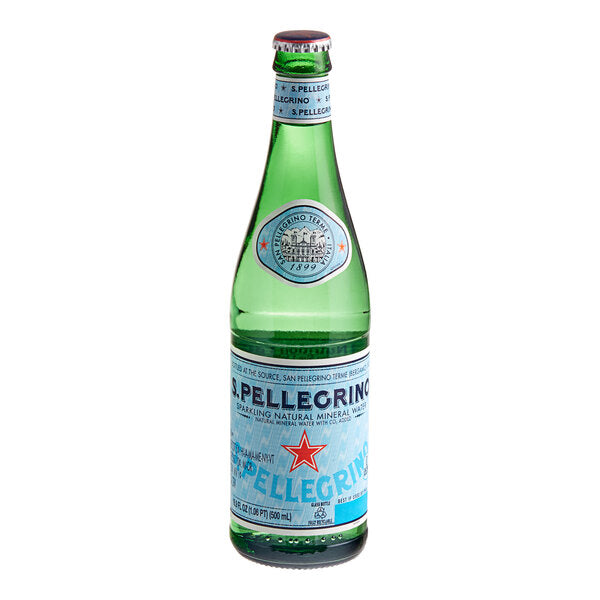 San Pellegrino Sparkling Natural Mineral Water 500 mL Glass Bottle - 24/Case