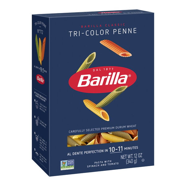 Barilla 12 oz. Tri-Color Penne Rigate Pasta - 16/Case